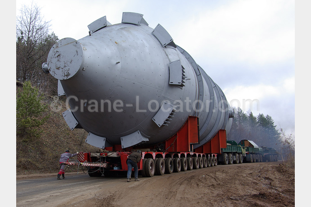 Transportation of coking chamber of 250 m, a diameter of 8 m